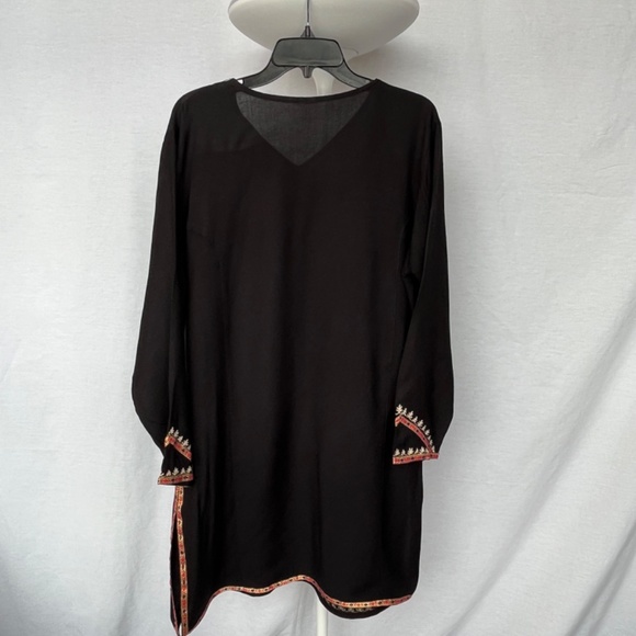 Tunic/dress, or beach/pool cover-up, black, viscose/cotton, XL. - Picture 2 of 15
